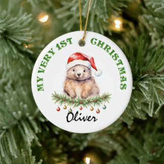 My Very 1st Christmas Aussie Wombat with Name Keramik Ornament