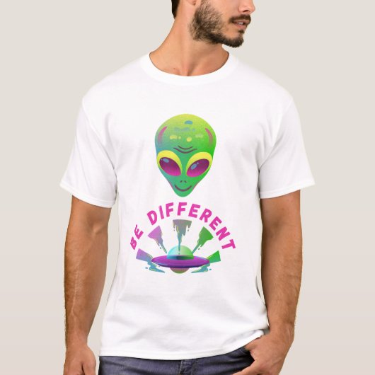 My Vibe Be Different – Alien & Spaceship Design T-Shirt (Vorderseite)
