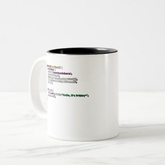 My Week Algorythm Zweifarbige Tasse (Vorderseite Links)