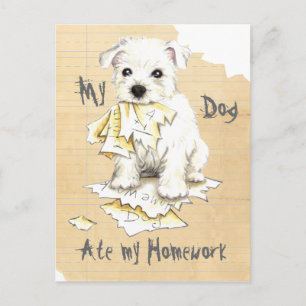 My Westie Ate Meine Hausaufgaben Postkarte