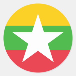 Myanma/birmanische Flagge, Flagge von Myanmar/Birm Runder Aufkleber