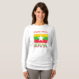 Myanmar Burma Flagge Rot Personalisierte Damen- T-Shirt