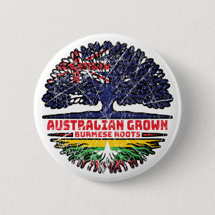Myanmar Burmese Australian Australia Tree Roots Button