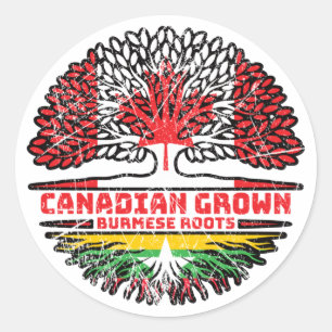 Myanmar Burmese Canadian Canada Tree Roots Flag Runder Aufkleber