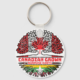 Myanmar Burmese Canadian Canada Tree Roots Flag Schlüsselanhänger
