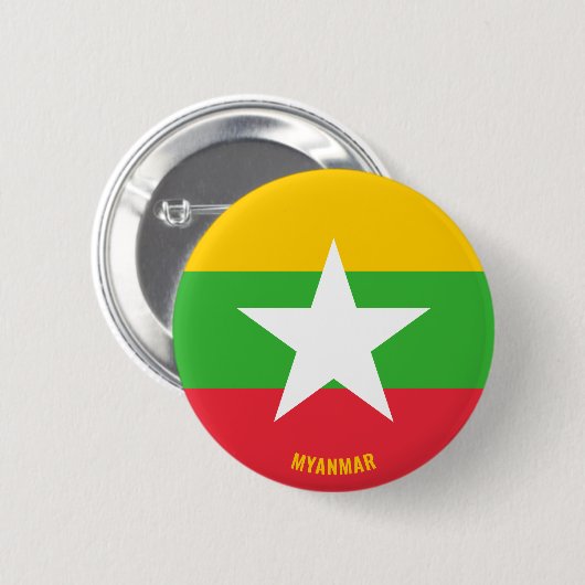 Myanmar Flag Charming Patriotic Button (Vorne & Hinten)