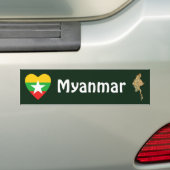 Myanmar Flag Herz + Karte Autoaufkleber (Auf Auto)