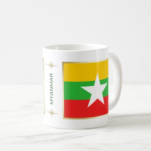 Myanmar Flag + Karte Tasse (VorderseiteRechts)