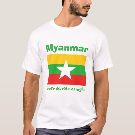 Myanmar Flag + Karte + Text-T - Shirt (Vorderseite)