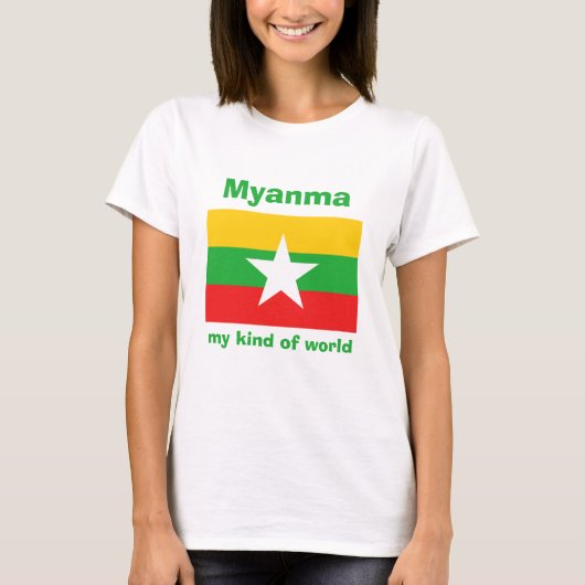 Myanmar Flag + Karte + Text-T - Shirt (Vorderseite)