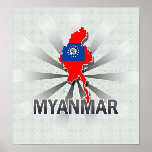 Myanmar Flag Map 2.0 Poster (Vorne)