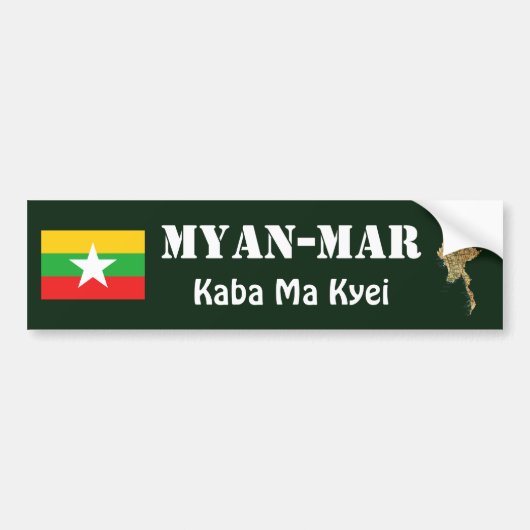 Myanmar Flag + Map Autoaufkleber (Vorne)