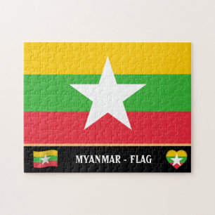 Myanmar Flag & Myanmar country / Myanmar Puzzle