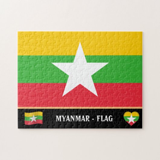 Myanmar Flag & Myanmar country / Myanmar Puzzle (Horizontal)