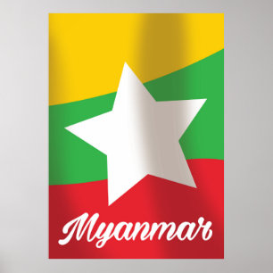 Myanmar-Flag-Reiseposter Poster