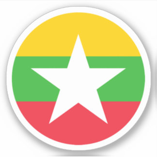 Myanmar Flag Round Sticker