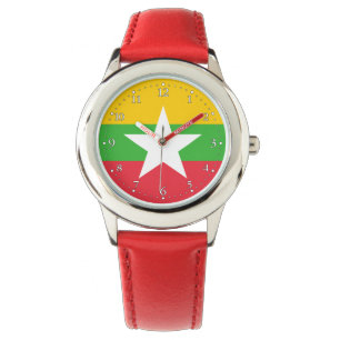 Myanmar-Flagge Armbanduhr