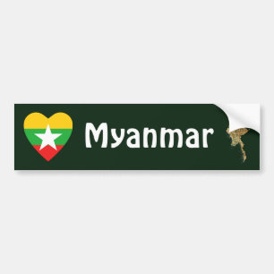 Myanmar-Flagge Herz + Karte Heckscheibenaufkleber Autoaufkleber