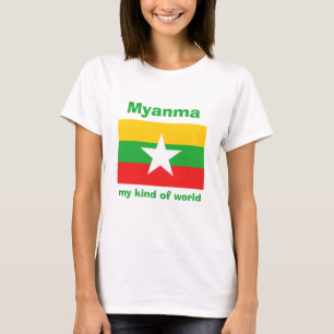 Myanmar-Flagge + Karte + Text-T-Shirt T-Shirt