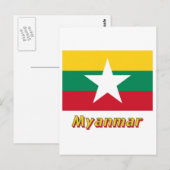 Myanmar-Flagge mit Namen Postkarte (Vorne/Hinten)