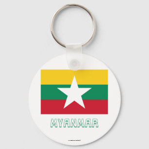 Myanmar-Flagge mit Namen Schlüsselanhänger