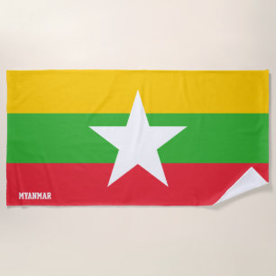 Myanmar-Flagge Prächtig Patriotisch Strandtuch