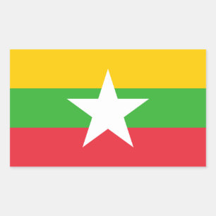 Myanmar-Flagge Rechteckiger Aufkleber