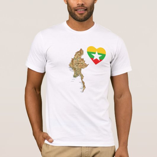 Myanmar-Flaggen-Herz und Karten-T - Shirt (Vorderseite)