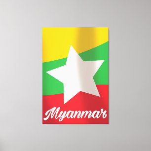 Myanmar-Flaggen-Reiseposter Leinwanddruck