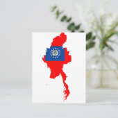 Myanmar-Flaggenkarte Postkarte (Stehend Vorderseite)