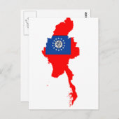 Myanmar-Flaggenkarte Postkarte (Vorne/Hinten)