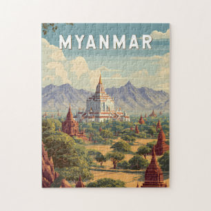 Myanmar-Illustration Reise Kunst Vintage Puzzle