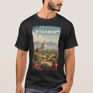 Myanmar-Illustration Reise Kunst Vintage T-Shirt
