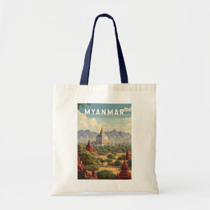 Myanmar-Illustration Reise Kunst Vintage Tragetasche