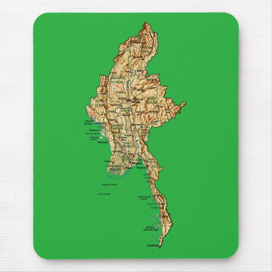 Myanmar-Karte Mousepad (Vorne)