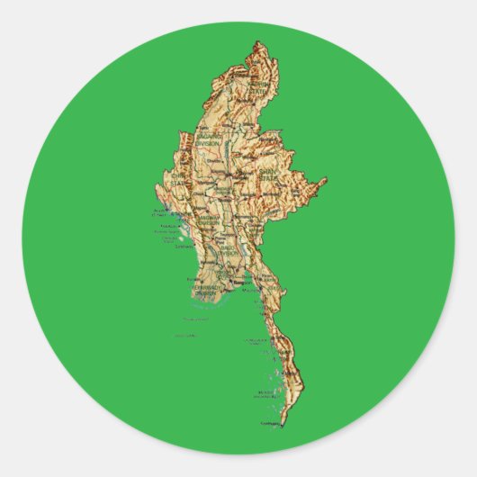 Myanmar-Karten-Aufkleber Runder Aufkleber (Vorderseite)