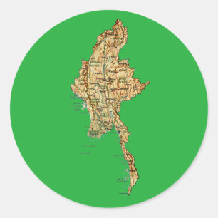 Myanmar-Kartenaufkleber Runder Aufkleber
