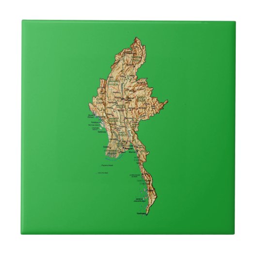 Myanmar Map Tile Fliese (Vorderseite)