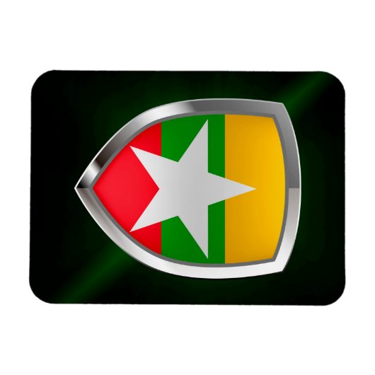 Myanmar Metallic Emblem Magnet (Horizontal)
