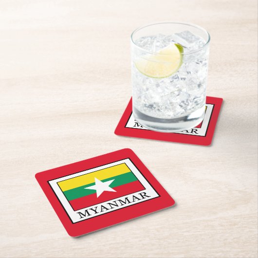 Myanmar Rechteckiger Pappuntersetzer (Vor Ort)