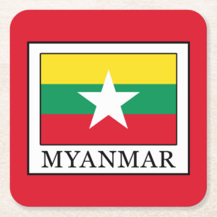 Myanmar Rechteckiger Pappuntersetzer