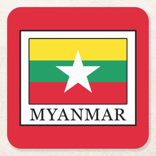Myanmar Rechteckiger Pappuntersetzer (Vorderseite)