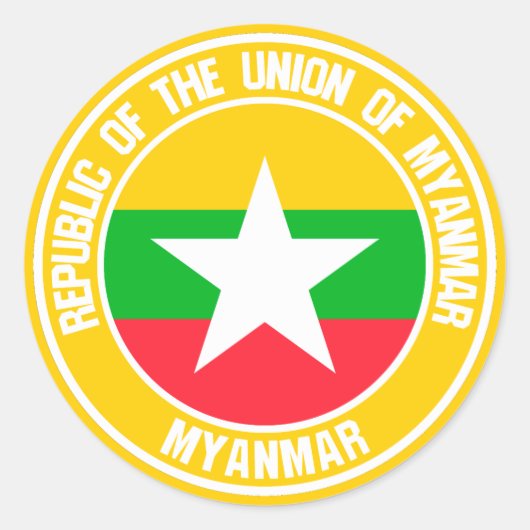 Myanmar Runde Emblem Runder Aufkleber (Vorderseite)