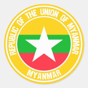 Myanmar Runde Emblem Runder Aufkleber