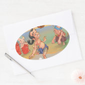 Myanmar traditionelles Chinlone Ovaler Aufkleber (Umschlag)