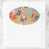 Myanmar traditionelles Chinlone Ovaler Aufkleber (Tasche)