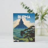 Myanmar Travel Poster Postkarte (Stehend Vorderseite)