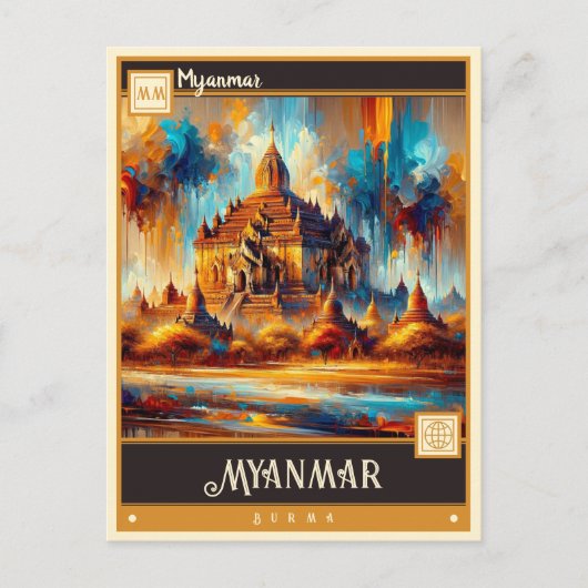 Myanmar | Vintage Malerei Postkarte (Vorderseite)
