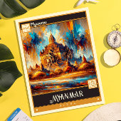 Myanmar | Vintage Malerei Postkarte