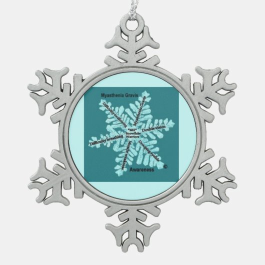 Myasthenia Gravis aquamarine Schneeflocken Zinn-Ornament (Vorderseite)
